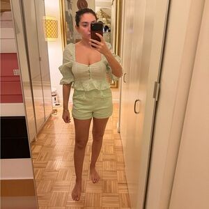 Zara Light Green High Waist Women's Shorts